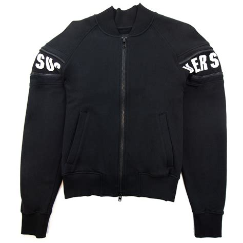 versus versace bomber jacket with leather sleeves in black|versace classic v2 leather jacket.